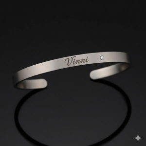 Stellar Glam Personalized Women's Cuff Bracelet - Silver