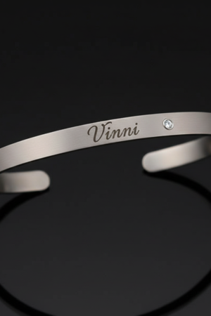 Stellar Glam Personalized Women's Cuff Bracelet - Silver