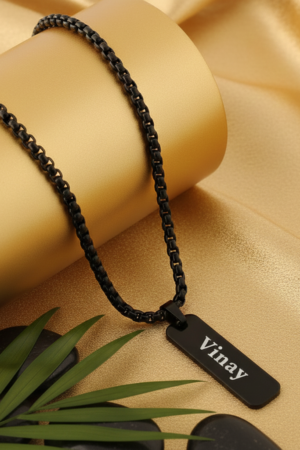 Personalized Rectangle Pendant - Matte Black