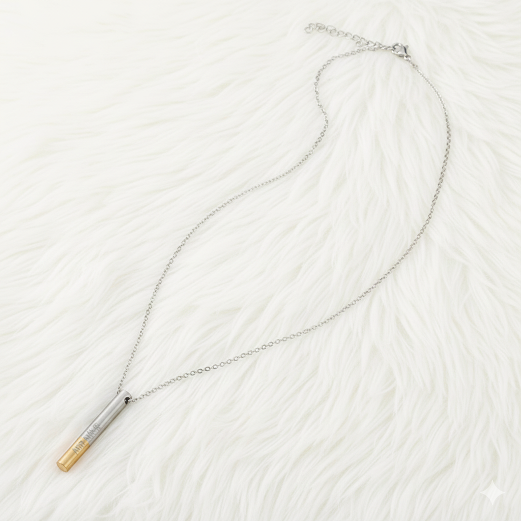 Shinning Grace - Personalized Two Tone Pendant Chain And Cuff Bracelet Set - Image 6