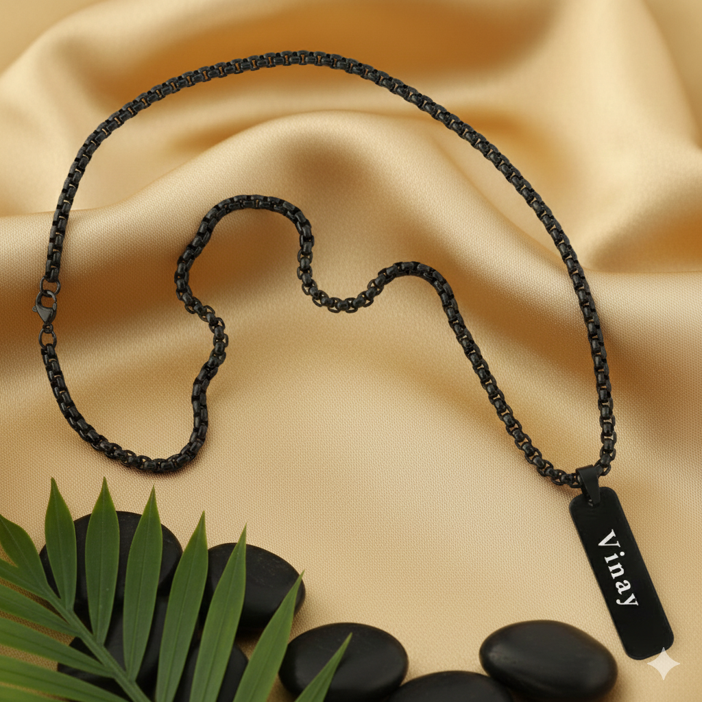 Personalized Rectangle Pendant - Matte Black - Image 2