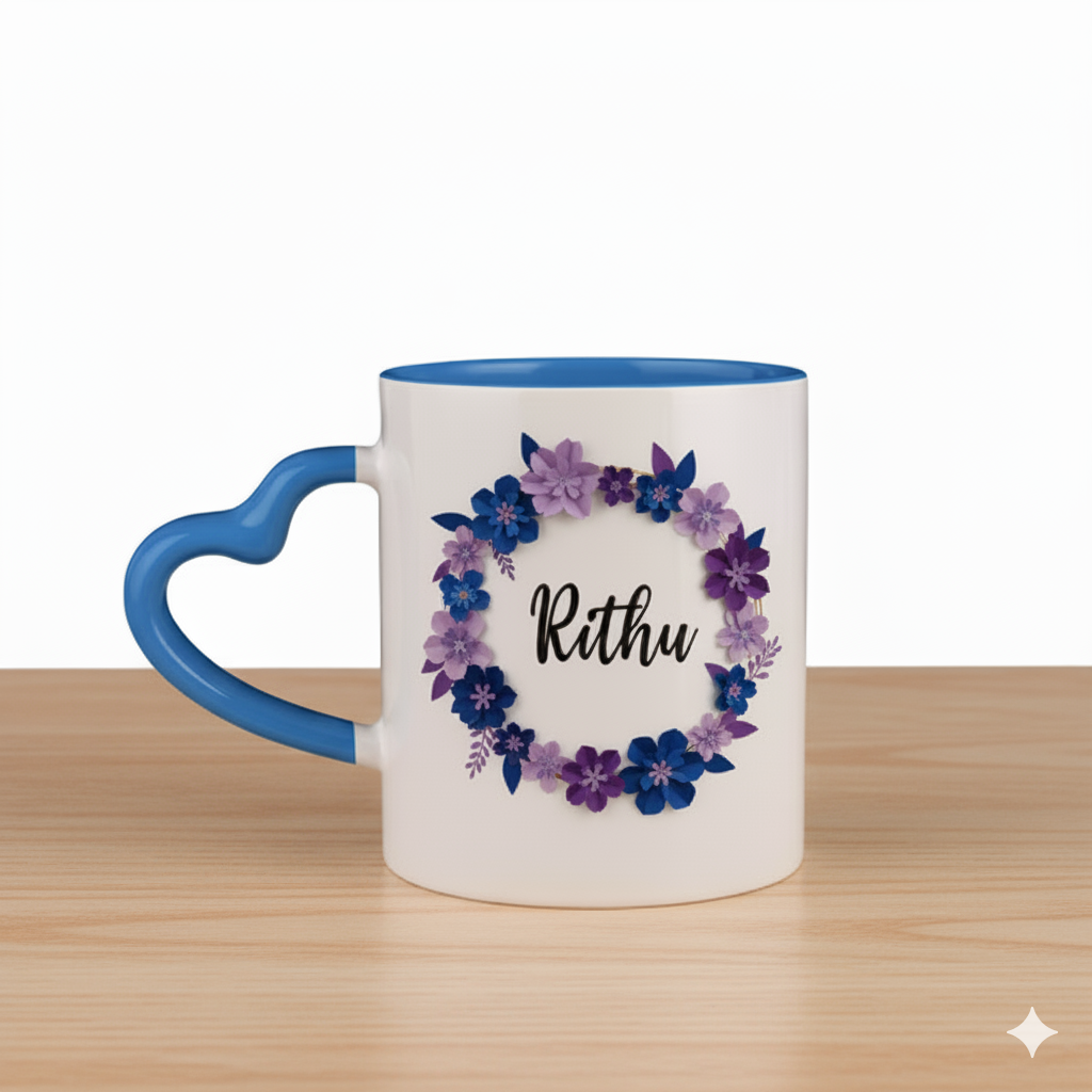 Floral Moments Personalized Heart Handle Mug