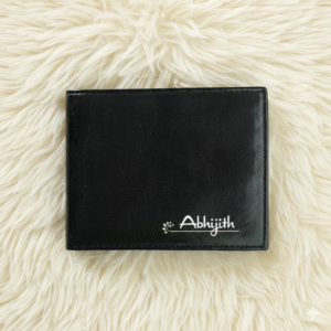 Personalized Black Leather Wallet for Men