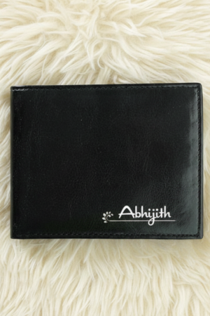 Personalized Black Leather Wallet for Men