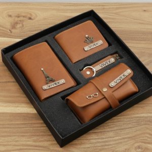 Personalized Tan Leather Essentials