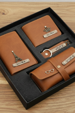 Personalized Tan Leather Essentials