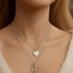 Modern Silver Oval Pendant Set