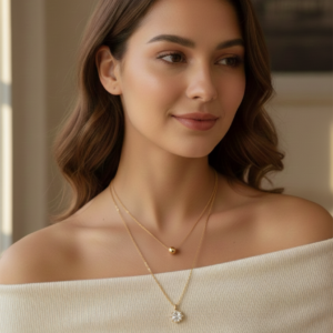 Chic Layered Gold Necklace with Crystal Starburst Pendant