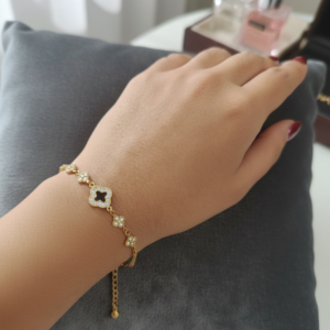 Dainty Four-Leaf Clover Sparkle Bracelet