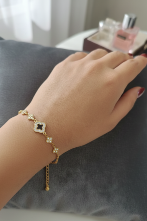 Dainty Four-Leaf Clover Sparkle Bracelet