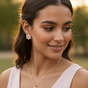 Dainty Gold-Tone Floral Jewelry Set for Her