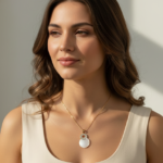 Elegant Gold & White Gemstone Pendant Necklace