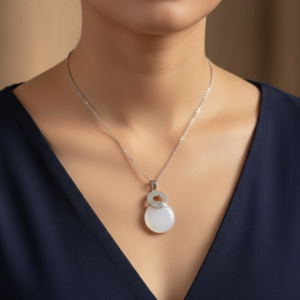 Elegant Silver & White Gemstone Pendant Necklace