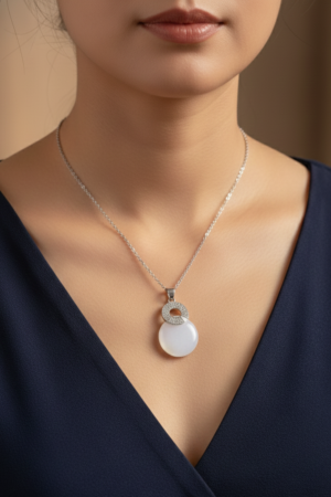 Elegant Silver & White Gemstone Pendant Necklace