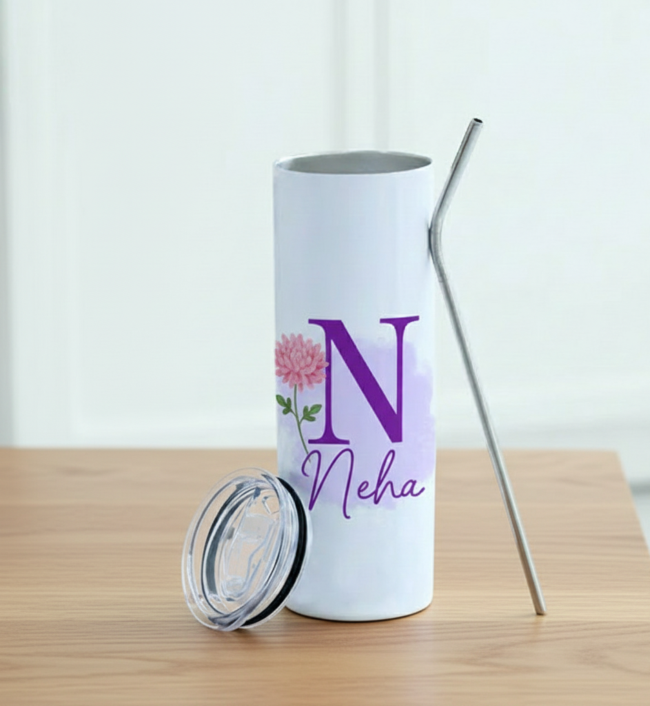 Floral Charm Personalized Tumbler