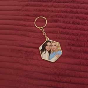 Personalized Duo Hexagon Keychain