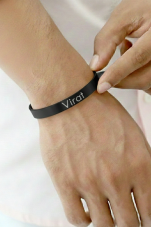 Personalized Black Bangle Bracelet-Black