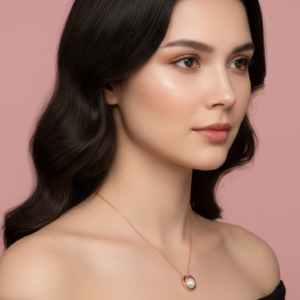 Elegant Rose Gold Circle and Pearl Necklace