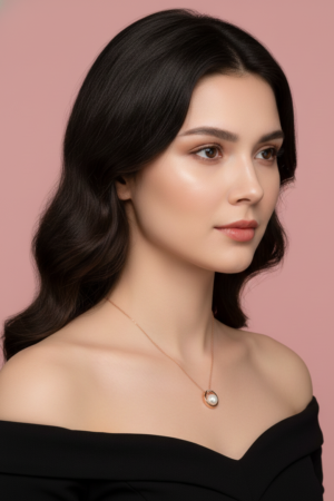 Elegant Rose Gold Circle and Pearl Necklace