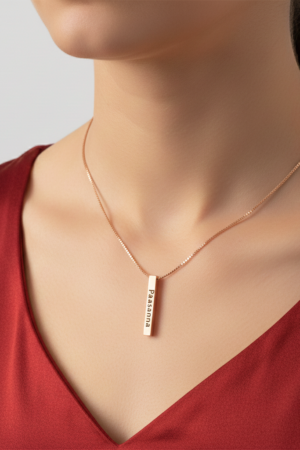 Personalized Rose Gold Engraved Bar Necklace
