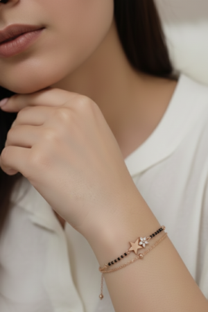 Double Layered Star and Flower Charm Bracelet