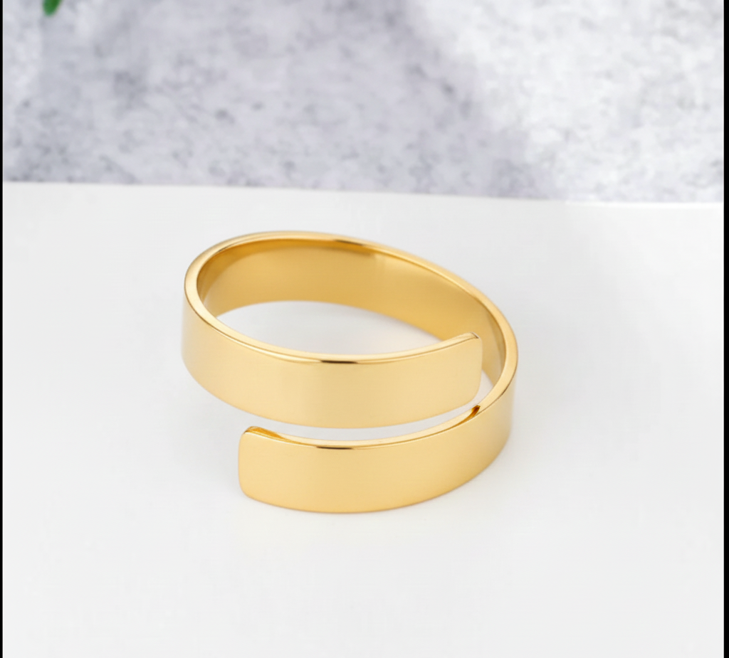 Personalized Glossy Gold Adjustable Name Ring - Image 2