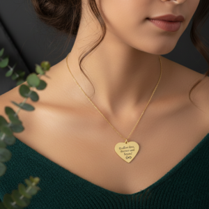 Personalized Stunning Gold Heart Pendant Necklace for Engraving-Gold