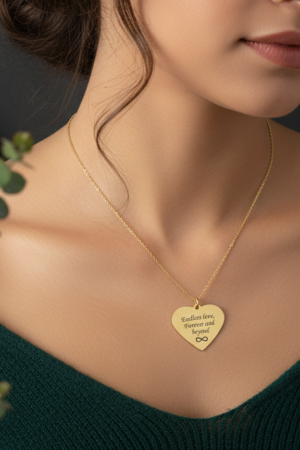Personalized Stunning Gold Heart Pendant Necklace for Engraving-Gold