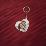 Personalized Heart Photo Keychain with Silver Border