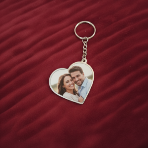 Personalized Heart Photo Keychain with Silver Border