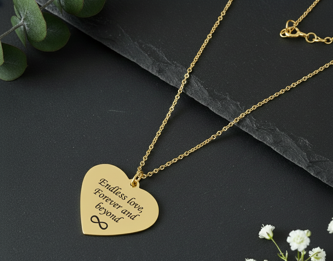 Personalized Stunning Gold Heart Pendant Necklace for Engraving-Gold - Image 2