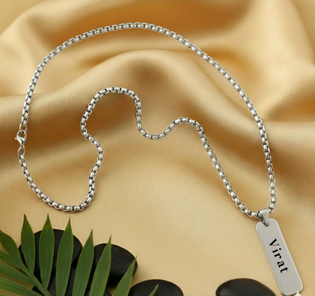 Personalized Rectangle Pendant - Silver - Image 2