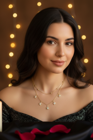 Golden Star-Dangle Layered Necklace