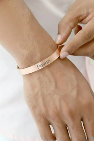Personalized Engraved Rose Gold Bangle-Rose Gold