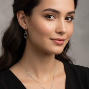 Elegant Black and Silver O Charm Jewelry Set