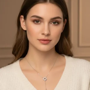 Sparkling Clover-Drop Sterling Silver Necklace