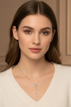 Sparkling Clover-Drop Sterling Silver Necklace
