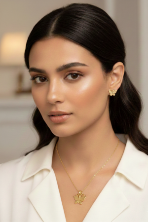 Golden Butterfly Charm Necklace and Earring Set