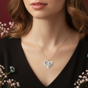 Classic Sterling Silver Heart Pendant Necklace – Engrave Your Memories