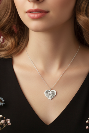 Classic Sterling Silver Heart Pendant Necklace – Engrave Your Memories