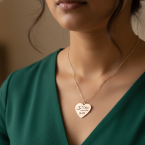 Personalized Stunning Gold Heart Pendant Necklace for Engraving