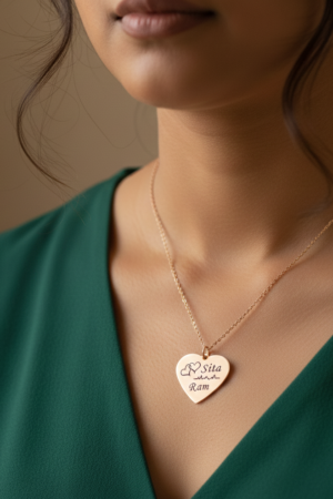 Personalized Stunning Gold Heart Pendant Necklace for Engraving