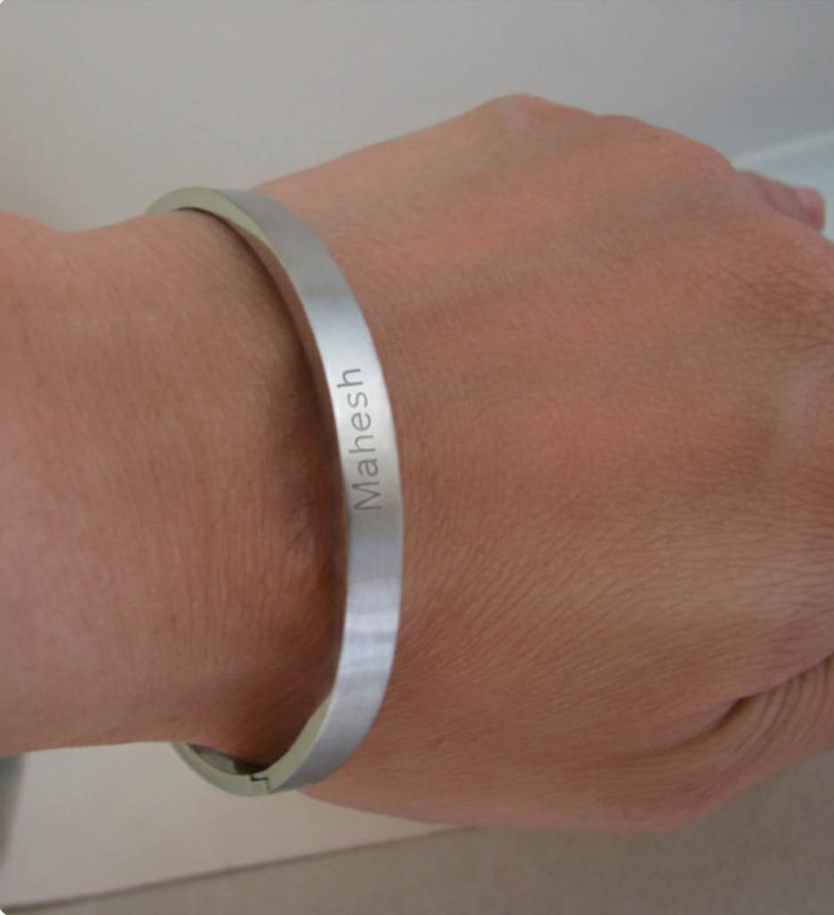 Personalized Engraved Classic Cuff-Silver - Image 2