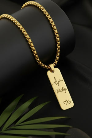 Personalized Rectangle Pendant - Gold