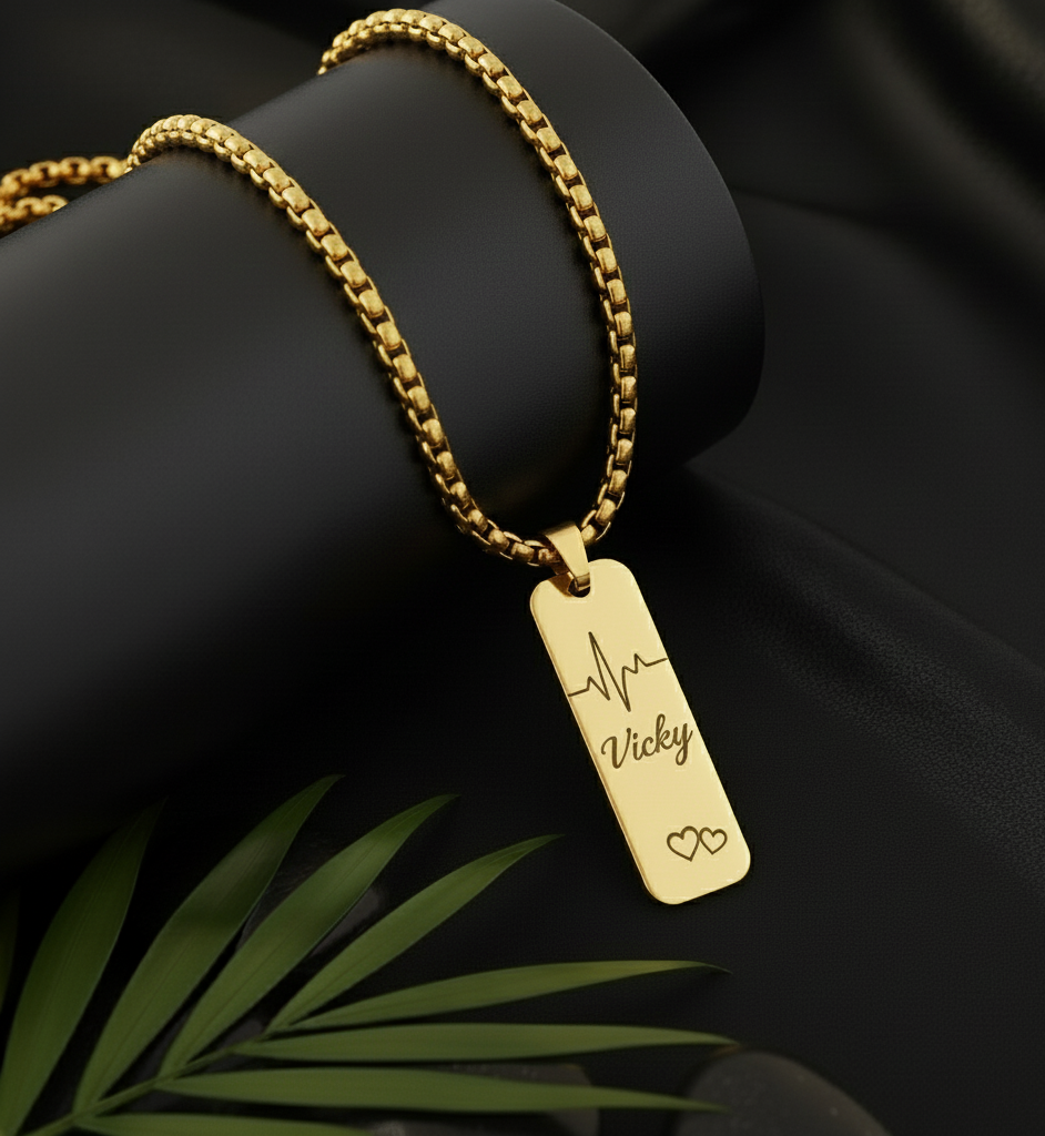 Personalized Rectangle Pendant - Gold