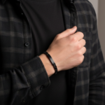 Personalized Sleek Black Link Bracelet-Black