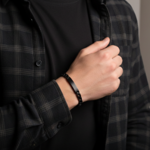 Personalized Sleek Black Link Bracelet-Black