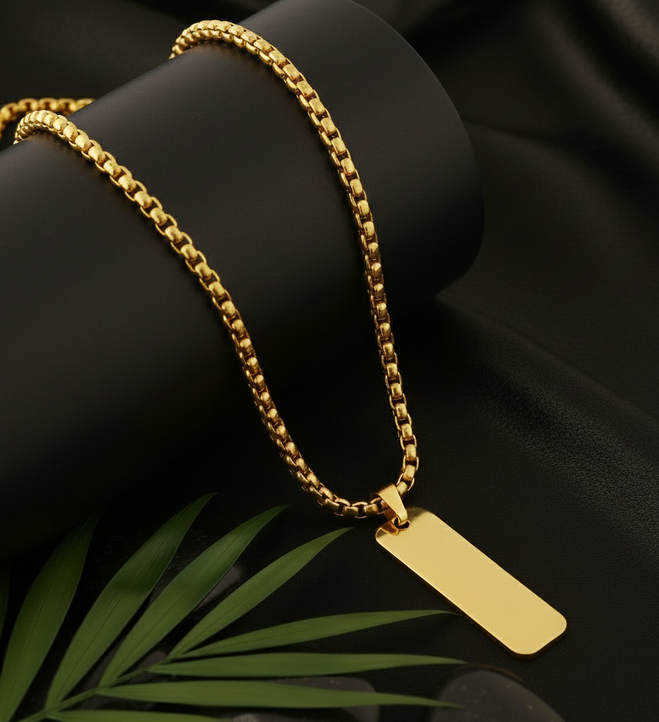 Personalized Rectangle Pendant - Gold - Image 2