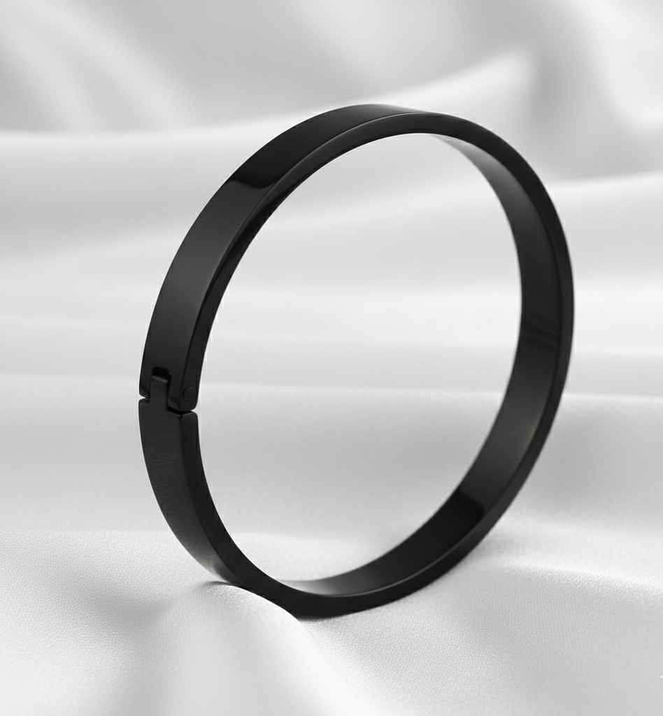 Personalized Black Bangle Bracelet-Black - Image 3