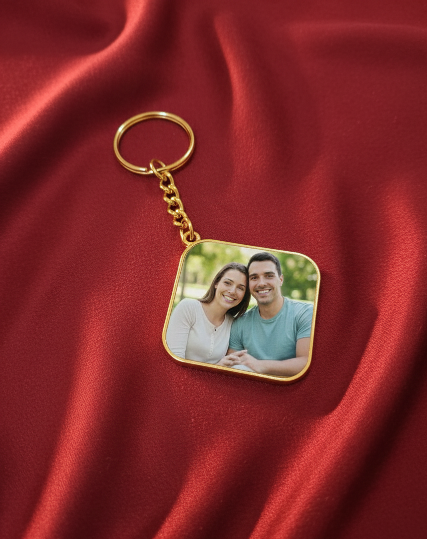Memory Square Gold Key Fob